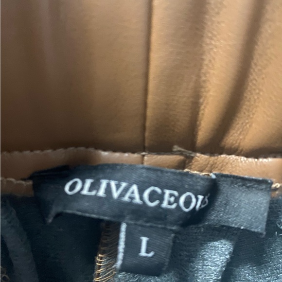 Olivaceous Women’s Brown/Tan Vegan Leather Shorts with front tie detail size L - Picture 3 of 7